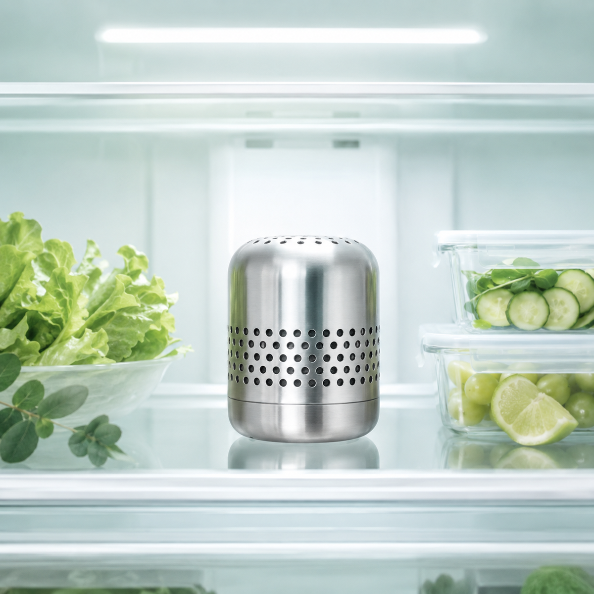 Stainless Steel Fridge Deodorizer | 10-Year Eco-Friendly Refrigerator Odor Eliminator for Fridge, Car & Home