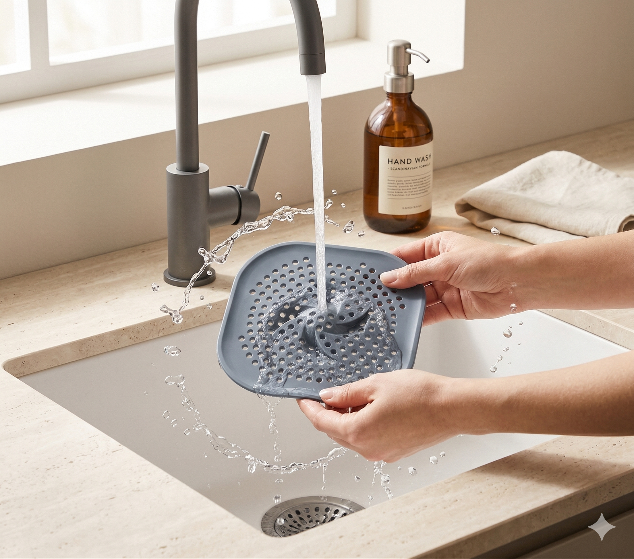 Silicone Drain Cover & Hair Catcher with Suction Cups | 5.9" Tub & Sink Strainer