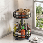 Modern 360° Rotating Spice Rack | Carbon Steel Kitchen Organizer