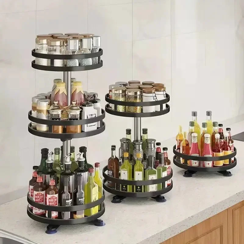 Modern 360° Rotating Spice Rack | Carbon Steel Kitchen Organizer