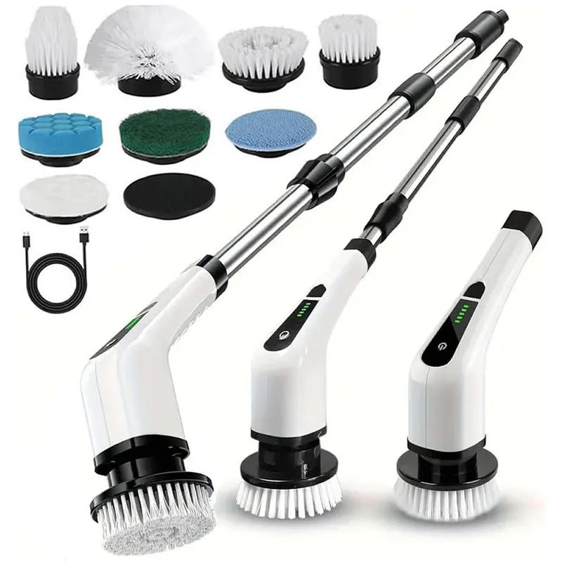 9-in-1 Cordless Electric Spin Scrubber | Rechargeable Power Cleaning Brush with Extendable Handle & LED Display