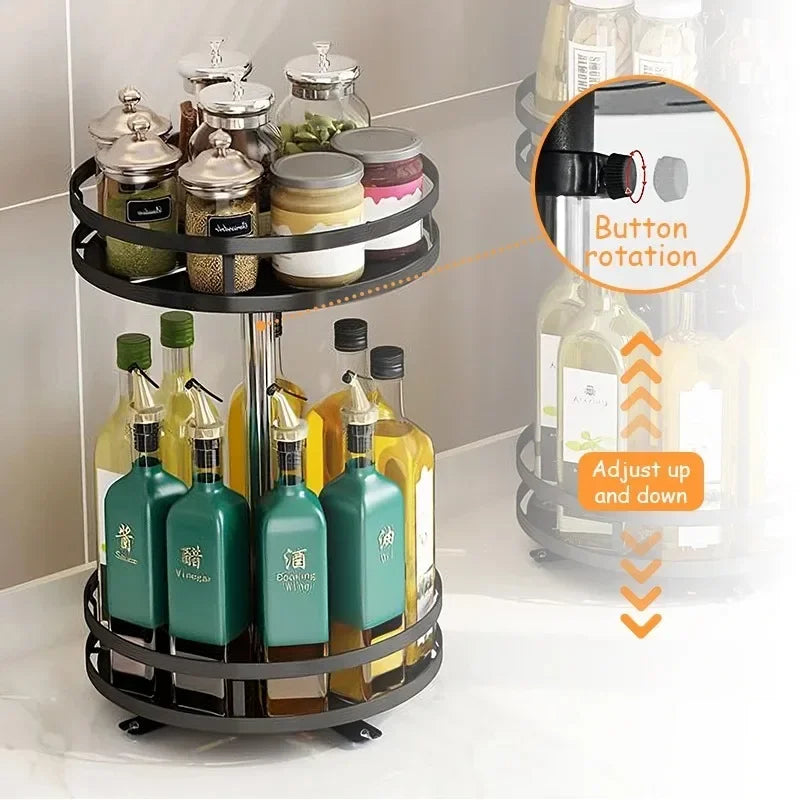 Modern 360° Rotating Spice Rack | Carbon Steel Kitchen Organizer