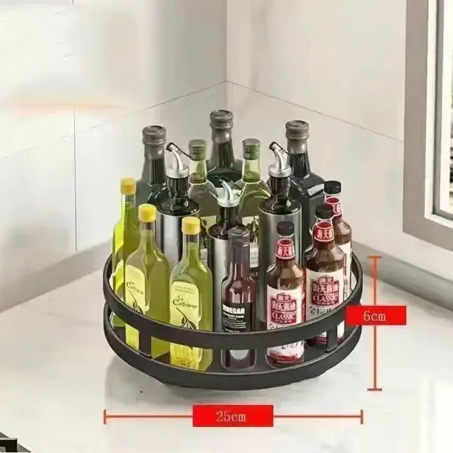 Modern 360° Rotating Spice Rack | Carbon Steel Kitchen Organizer